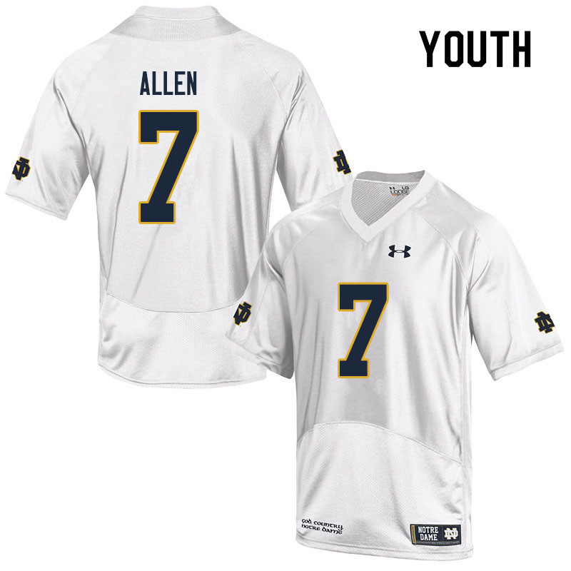Youth #7 Derrik Allen Notre Dame Fighting Irish College Football Jerseys Sale-White